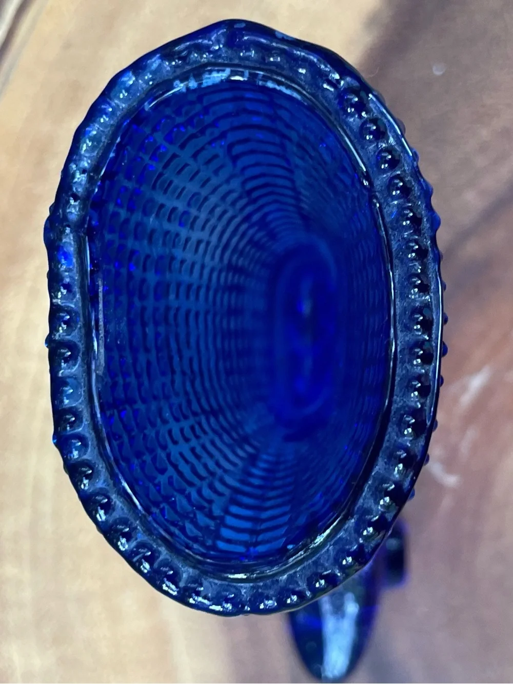 Fenton Cobalt Blue Glass Victorian Roller Skate Boot Vase Textured 4.5
